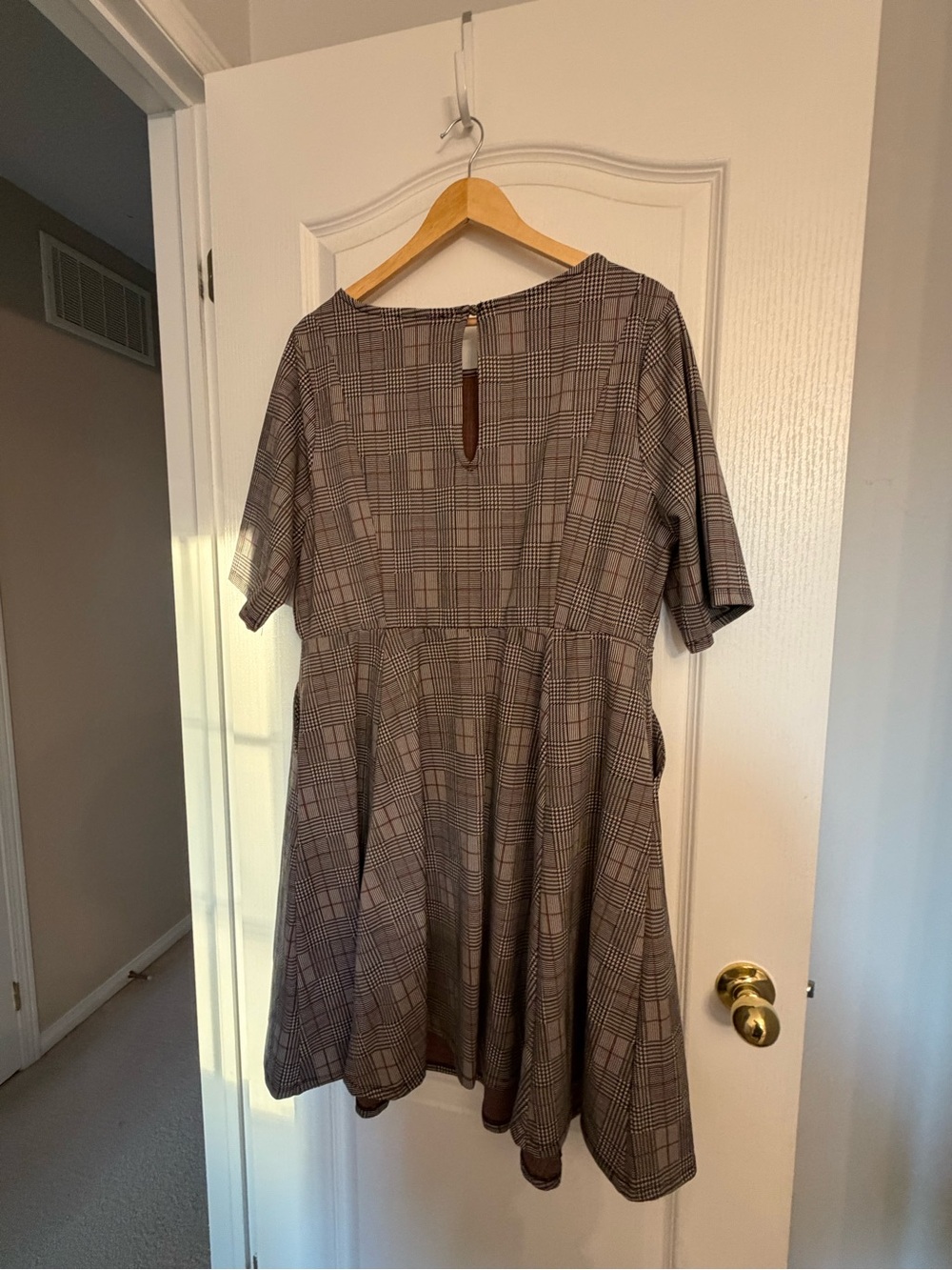 torrid Taupe and Black Plaid Midi Fit-and-Flare Dress